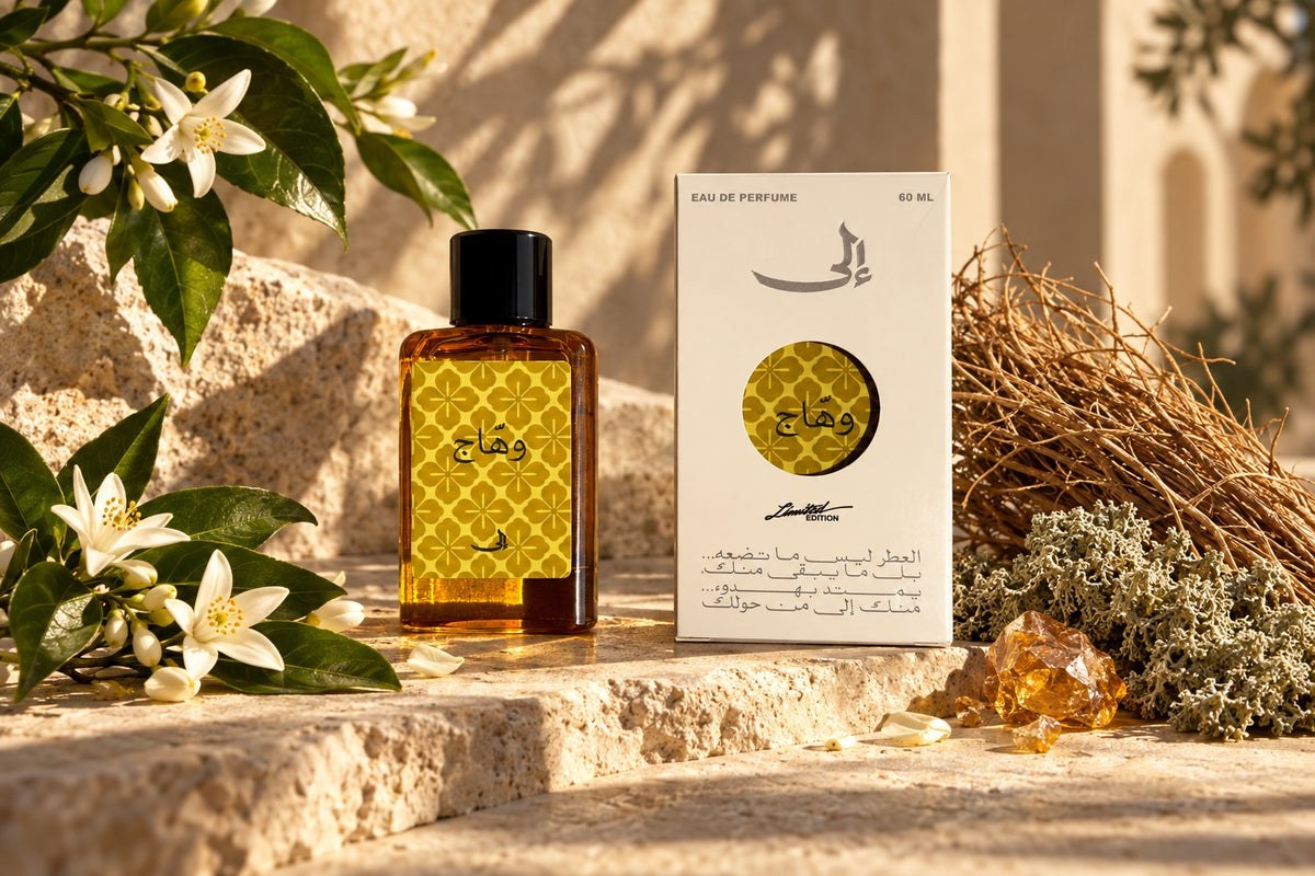 Wahhaj fragrance with neroli blossoms, vetiver, moss and resin